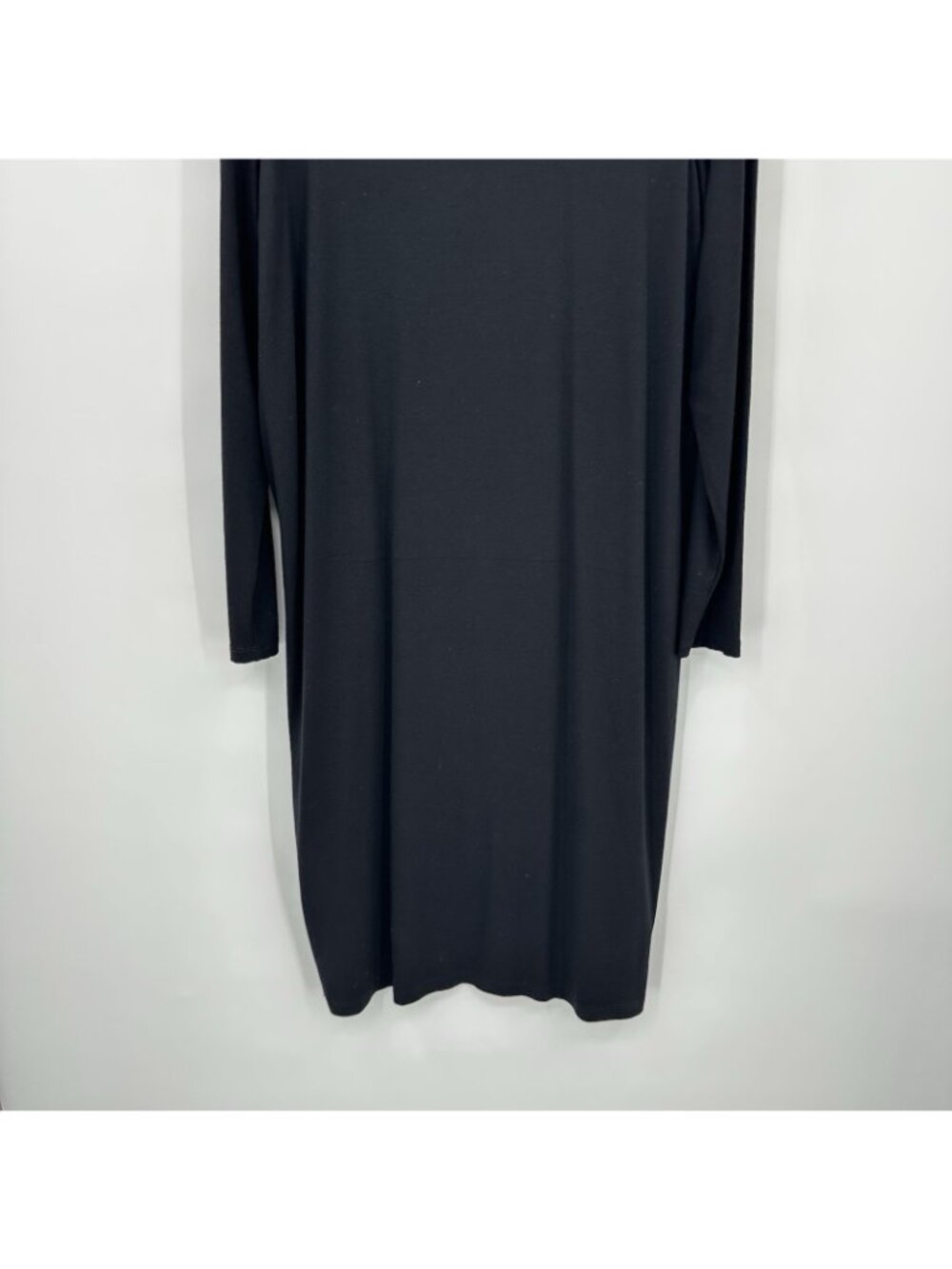 EILEEN FISHER MIDI DRESS long sleeve black LARGE minimalist knit coastal grandma - Picture 4 of 10